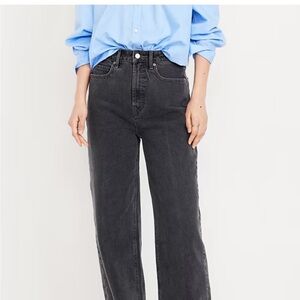 Old Navy faded Dark Wash Charcoal Wide Leg Women's Jeans- high-waisted- Trendy!